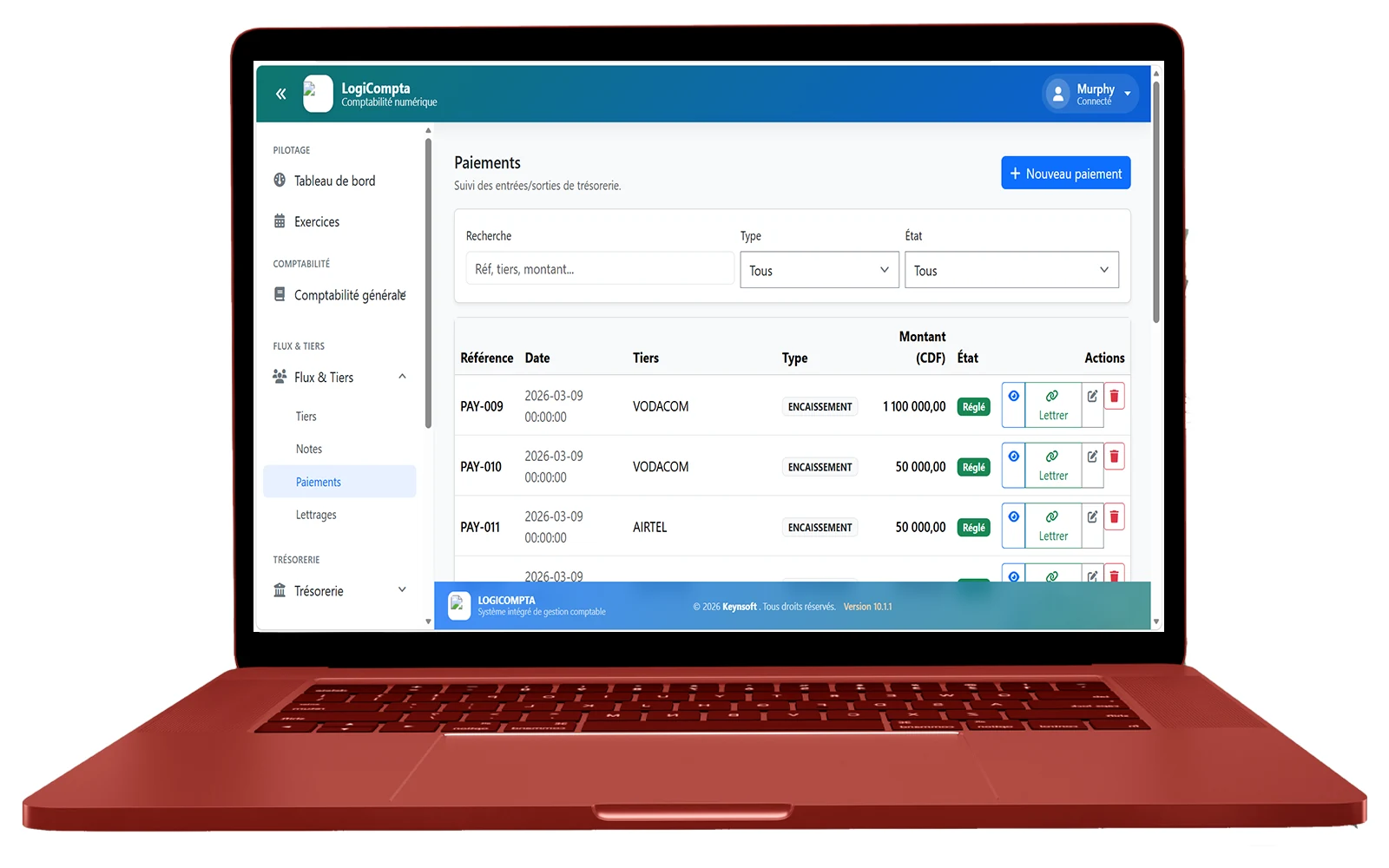 Paiements dans LogiCompta