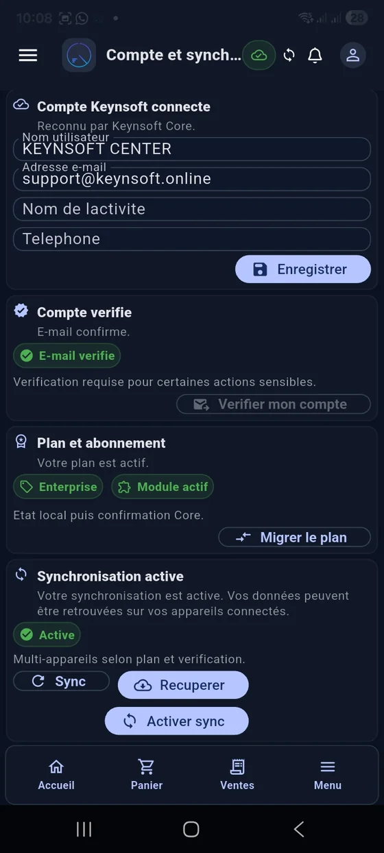 Compte et synchronisation LogiLite
