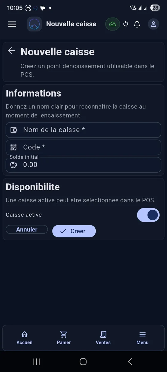 Mouvements de caisse
